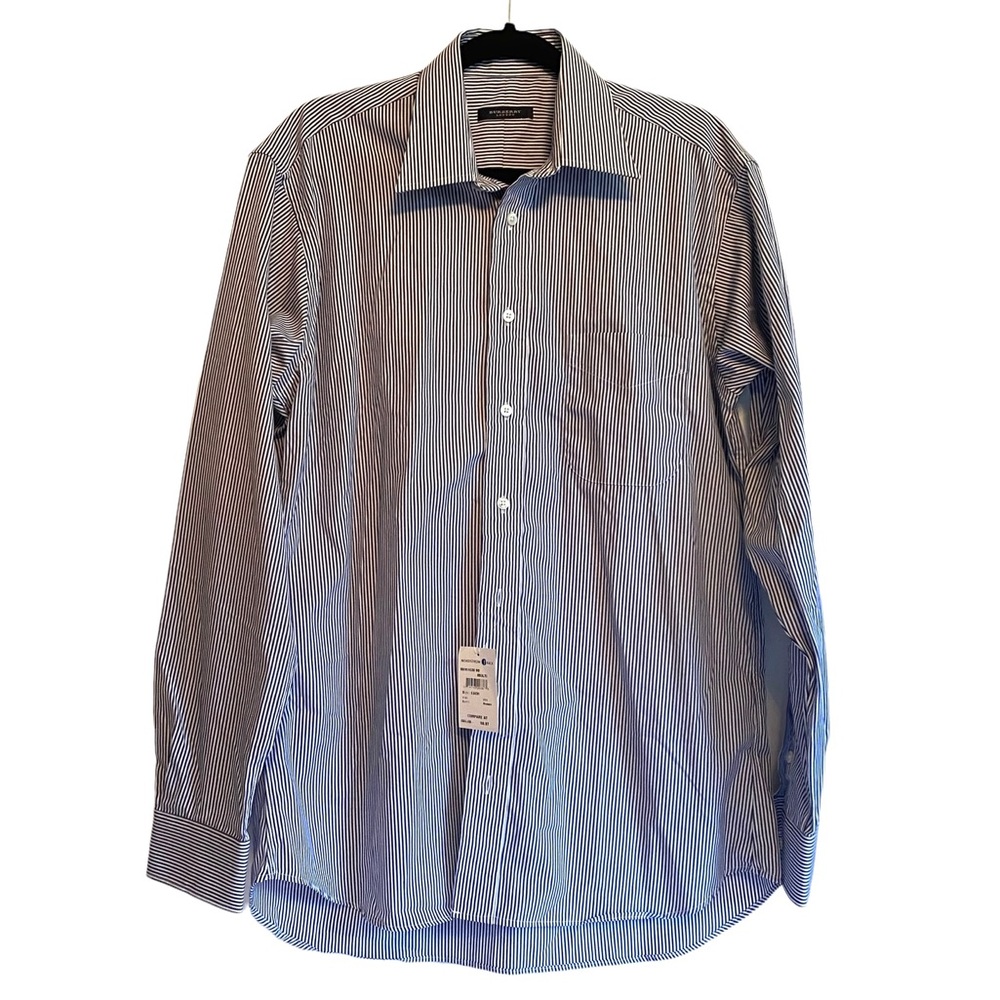 Burberry London Mens 15.5 Striped Button Down Shirt Chest Pocket NEW 100% Cotton